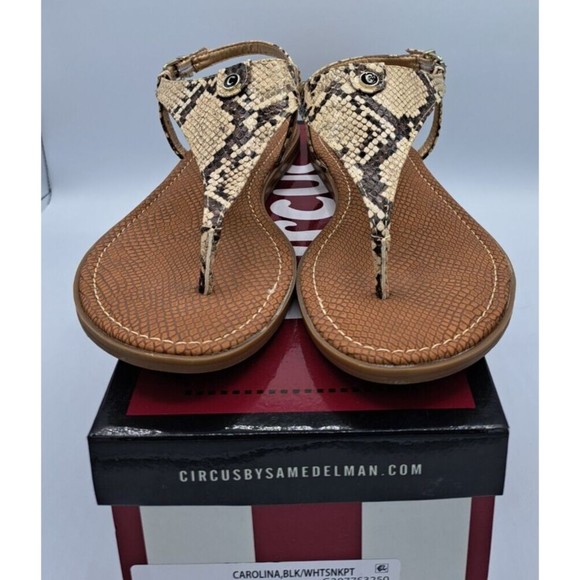 NIB Circus by Sam Edelman Women's Carolina Flat Sandal B&W Snake Size 9m - Picture 3 of 7